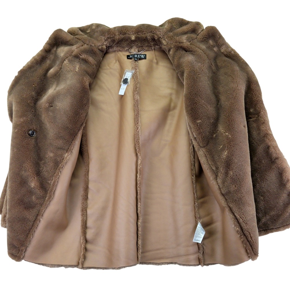 J Crew Faux Fur Peacoat Teddy‎ Coat Double Breast Warm Winter Jacket Women Large - Picture 3 of 10